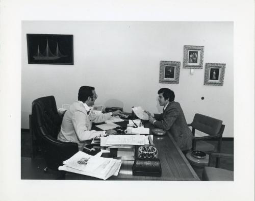 Office Meeting (String Ship on Wall), Tri-Valley Area, Northern California, 1974-76