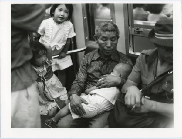 Father with Children on Train, Japan, ca. 1970s