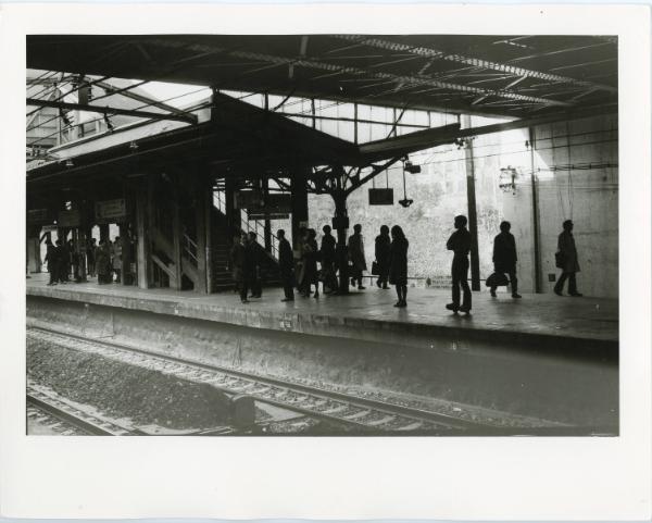 People Waiting for Train, Japan, ca. 1970s