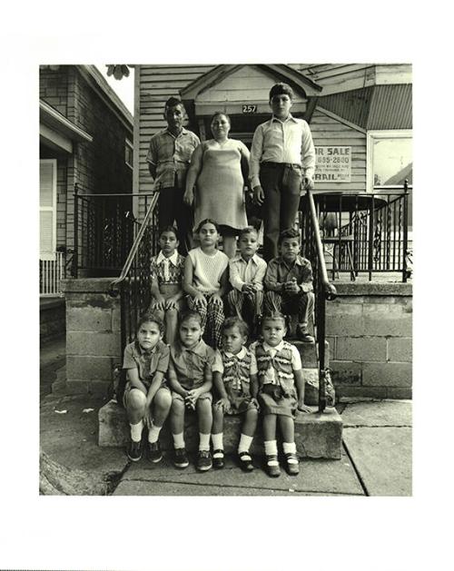 Puerto Rican Couple -- 9 Children on Steps (Genevera & Husband), Buffalo, NY