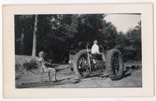 Lady & Boy with  Farmall Tractor 2