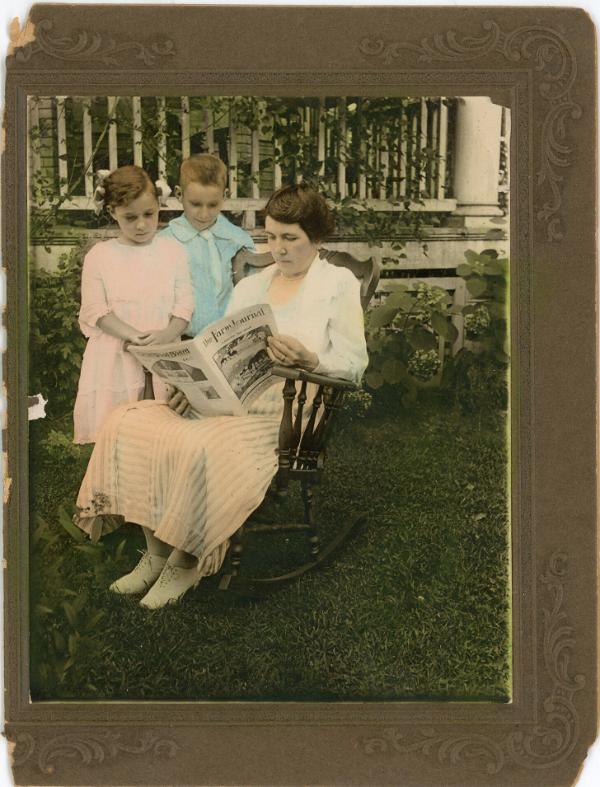 Mamie, Helen & Edward, Reading The Farm Journal