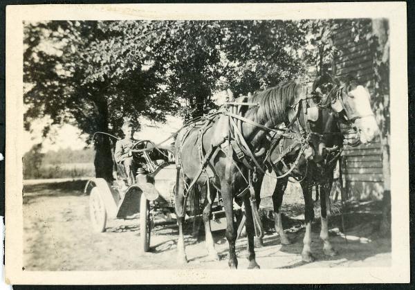 Auto and a Two Horse Team