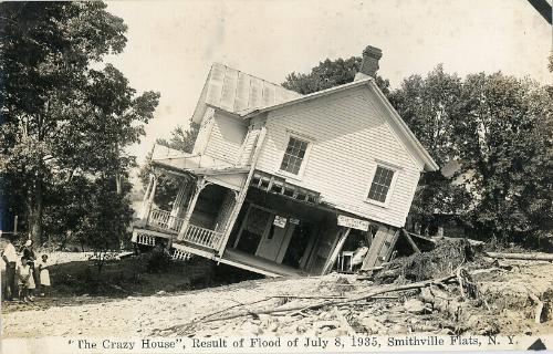 "The Crazy House", Result of Flood of July 8, 1935, Smithville Flats, NY