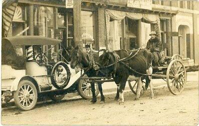 Horse and Cow pulling Wagon