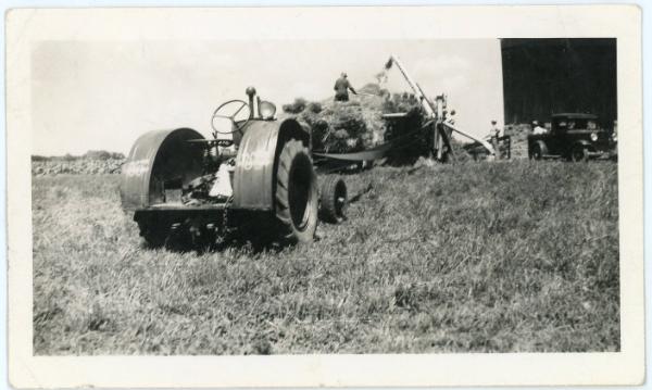 Pioneer Threshing Machine and Oliver Tractor