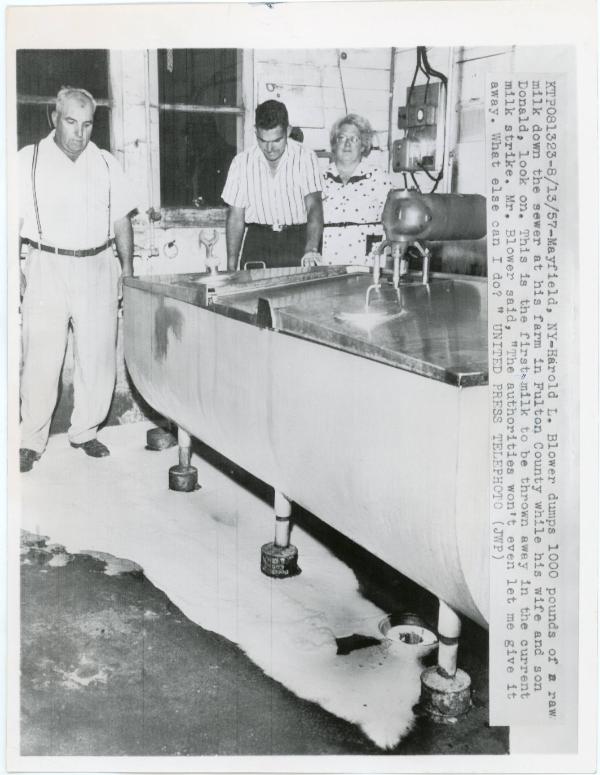 Milk Strike photo from Mayfield, NY, 1957