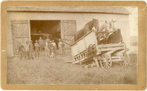 Threshing Crew with Threshing Machine