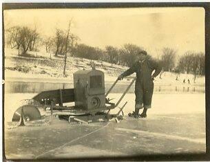 Man with Mechanical Ice Saw