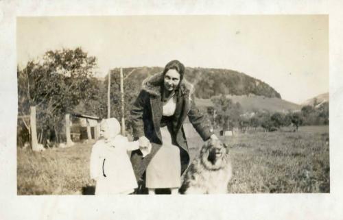 Woman with Child and Dog