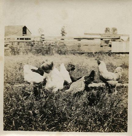 Child with Flock of Chickens #2