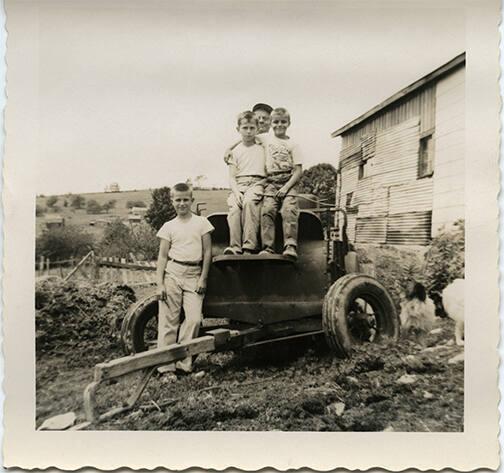 Group of Children with Farm Wagon