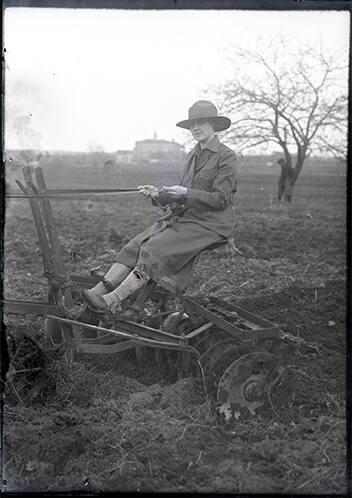 Woman on a Horse Drawn Disc Plow