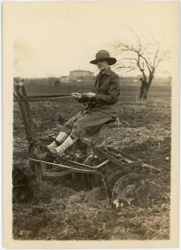 Woman on a Horse Drawn Disc Plow