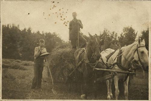 Two Men with Wagon of Loose Hay