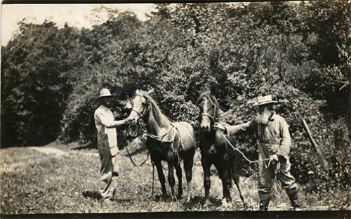 Hiram and Roswell Lindsley with Horses 
