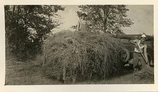 Loading Loose Hay onto a Wagon 
