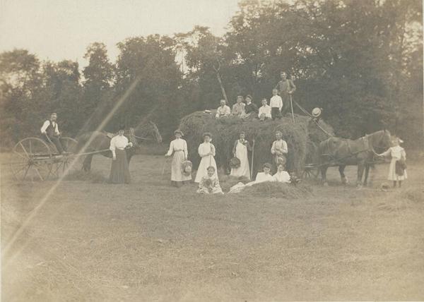 Group in a Hay Field on the Doyle Farm 
