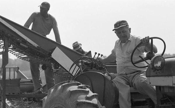 Three Men on a Tractor