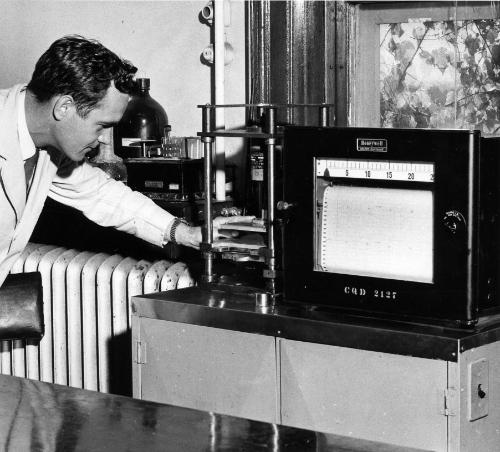 Man in Science Lab, Geneva, NY