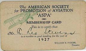The American Society for the Promotion of Aviation Membership Card