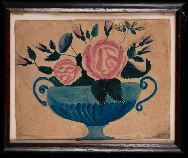 Thistle & Roses In Blue Bowl