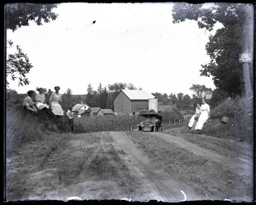 Sitting on the Side of the Road with the Farm in Background: Thomas Ellsworth Farm; Sherburne NY