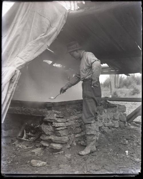 Jay Lampman's Sugar Shanty; Boiling Eggs in Sap