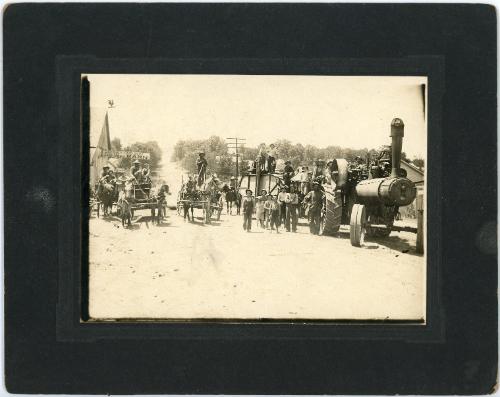 Horse Drawn Wagons and a Steam Engine