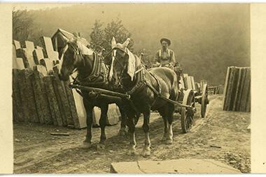 Man on Horse Drawn Wagon with Stone Slabs on Ingram Farm