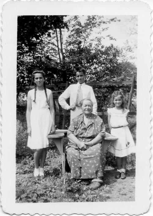 Grandma, George, Anna and Myrtle Dezemo, 1945