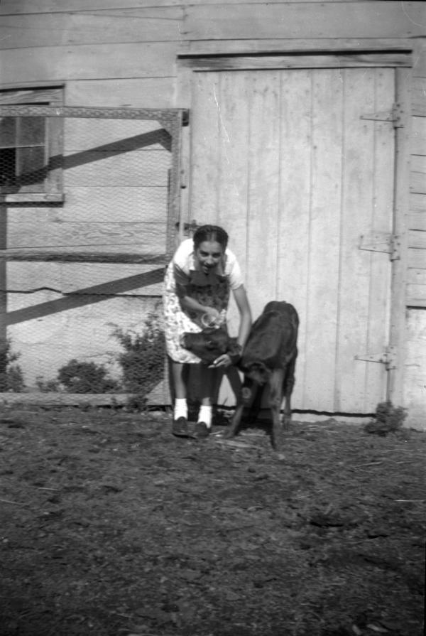 Young Girl with Calf