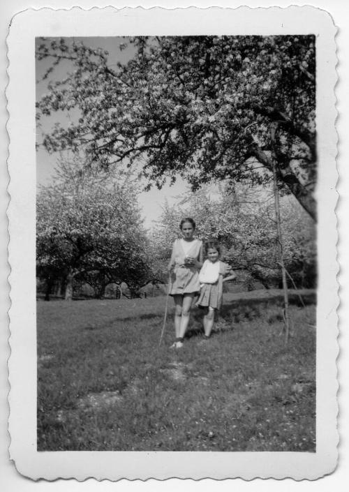 Two Girls in an Apple Orchard