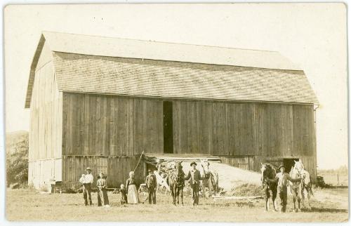 Farm Family with Barn and Horses