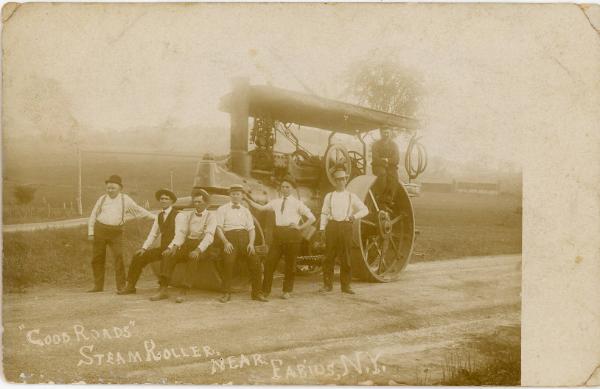 "Good Roads" Steam Roller Near Fabius NY