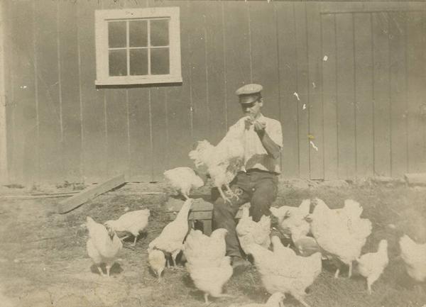 Man with Chickens