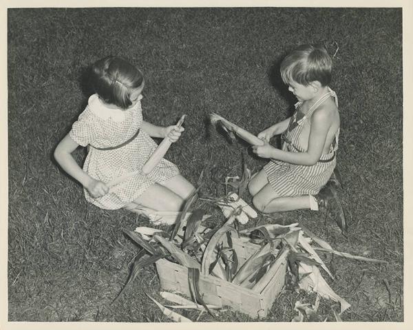 Children Shuck Corn