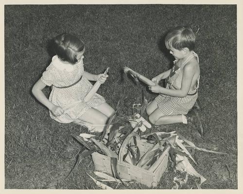 Children Shuck Corn