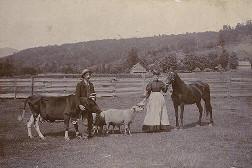 Man and Woman with Livestock
