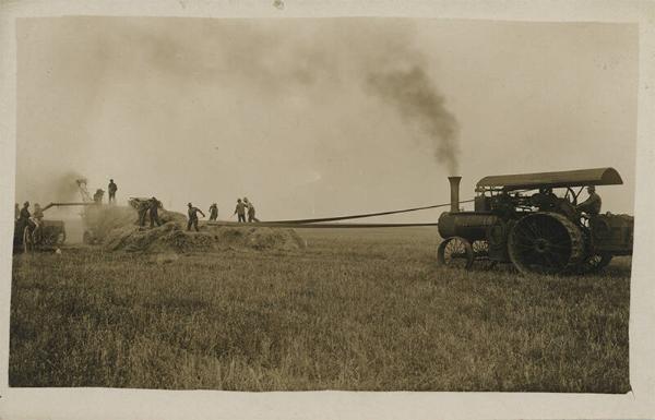 Threshing Grain with Belt-Driven Machinery