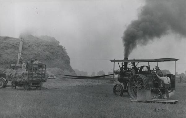 Threshing by Belt-Driven Power