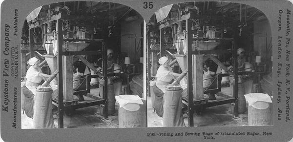 Filling and Sewing Bags of Granulated Sugar