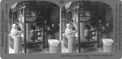 Filling and Sewing Bags of Granulated Sugar