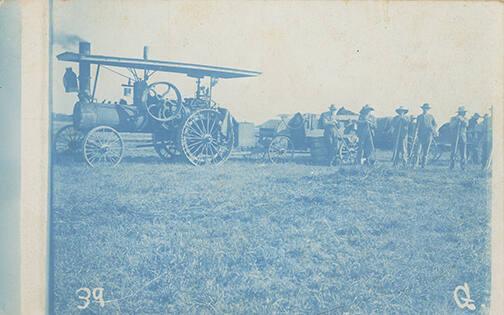 Steam Traction Engine and Men