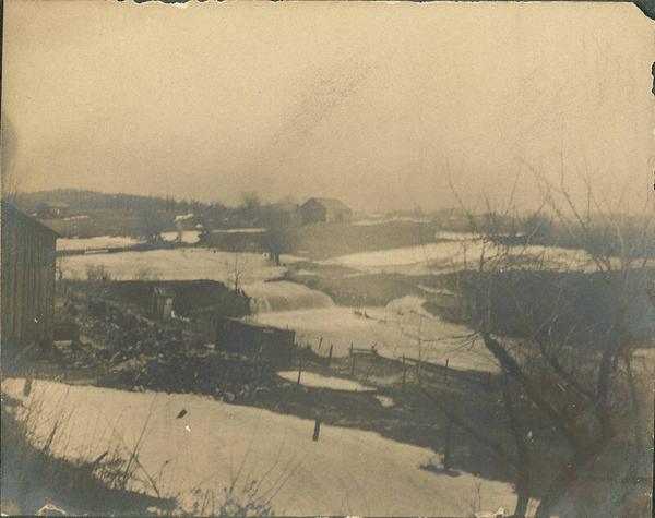 Winter Scene with Waterfall