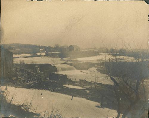 Winter Scene with Waterfall