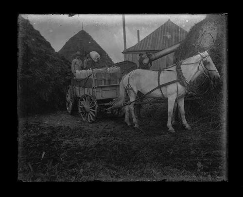 Three Men Loading a Wagon