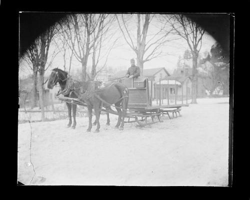 Two Horse Team Pulls Sled