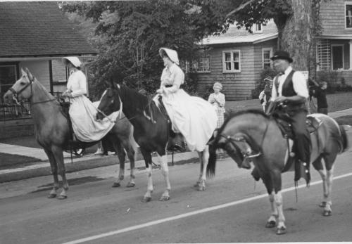 Bicentennial Celebration and Parade: Three People On Horses in Road