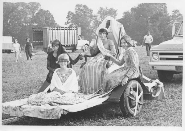 Bicentennial Celebration and Parade: Group of Girls On Small Wagon